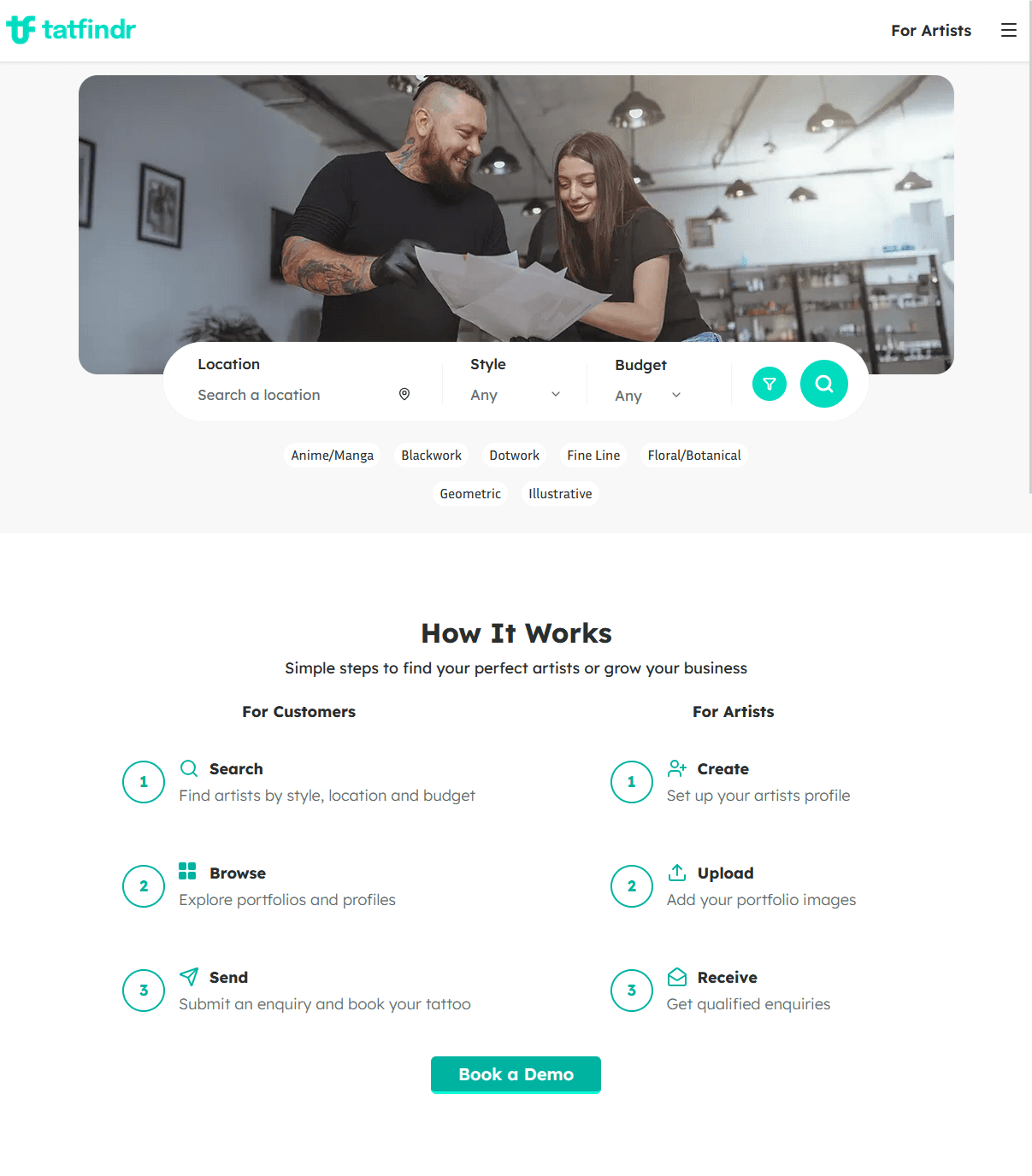 Tatfindr - tattoo artist finder platform